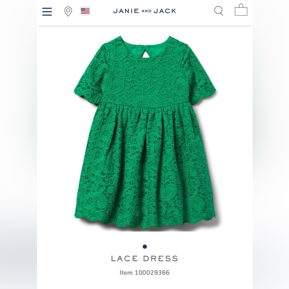 🆕 Janie and Jack Emerald Lace dress, size 5 girls - Picture 3 of 12